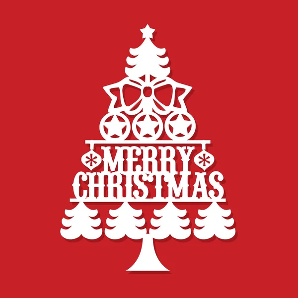 ビンテージのメリー クリスマス ツリー装飾紙のベクトル イラスト カット — ストックベクタ