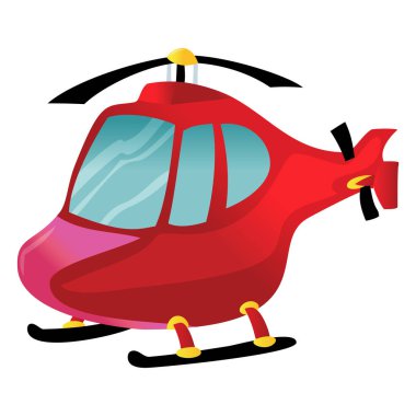 Kırmızı sevimli helikopter bir karikatür vektör çizim.