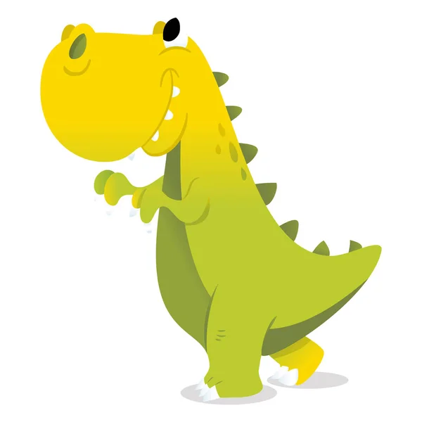 Cartoon Vector Illustration Happy Green Rex Dinosaur — Stock Vector