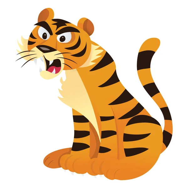 Vector Dibujos Animados Ilustración Tigre Sentado — Archivo Imágenes Vectoriales