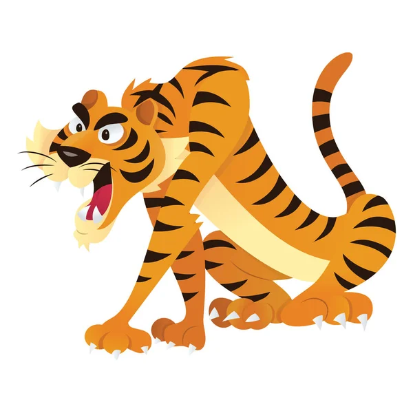 Cartoon Vector Illustration Menacing Tiger Getting Agitated — Stock Vector