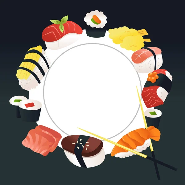 Cartoon Sushi Sashimi Kopier Bakgrunn – stockvektor