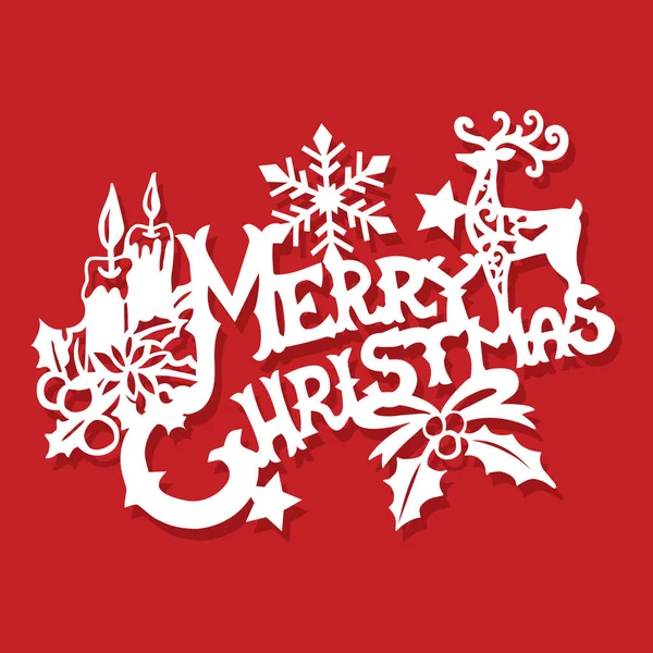 ヴィンテージプレイビル華やかなメリークリスマスの装飾紙カットのベクトルイラスト — ストックベクタ