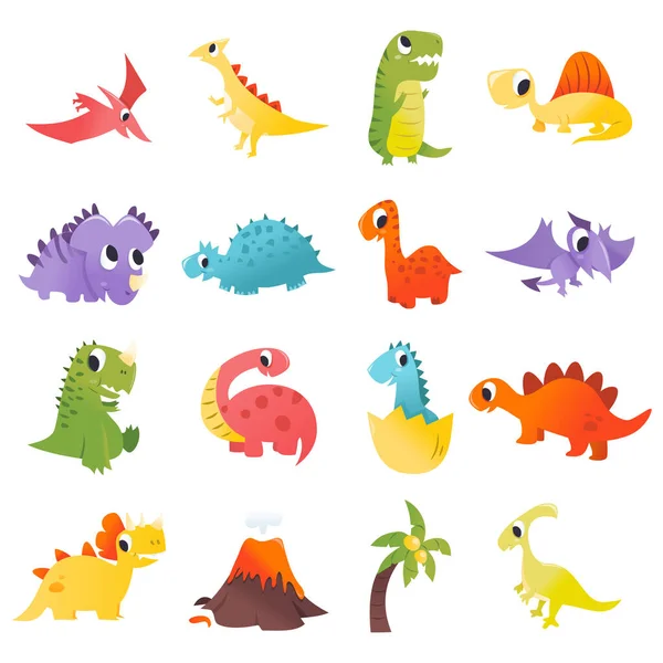 Illustration Vectorielle Dinosaures Éléments Design Préhistoriques Différents — Image vectorielle