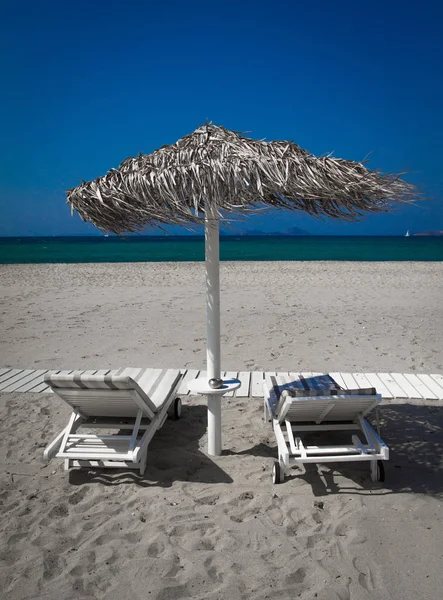 Hotel Resort Playa Vista Mar Con Sombrillas Atardecer Chillout — Foto de Stock