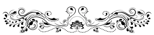 güzel çiçek deseni, spiraller ve çiçek, siyah-beyaz çerçeve öğesi