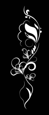 güzel çiçek vektör desen, siluet, siyah beyaz