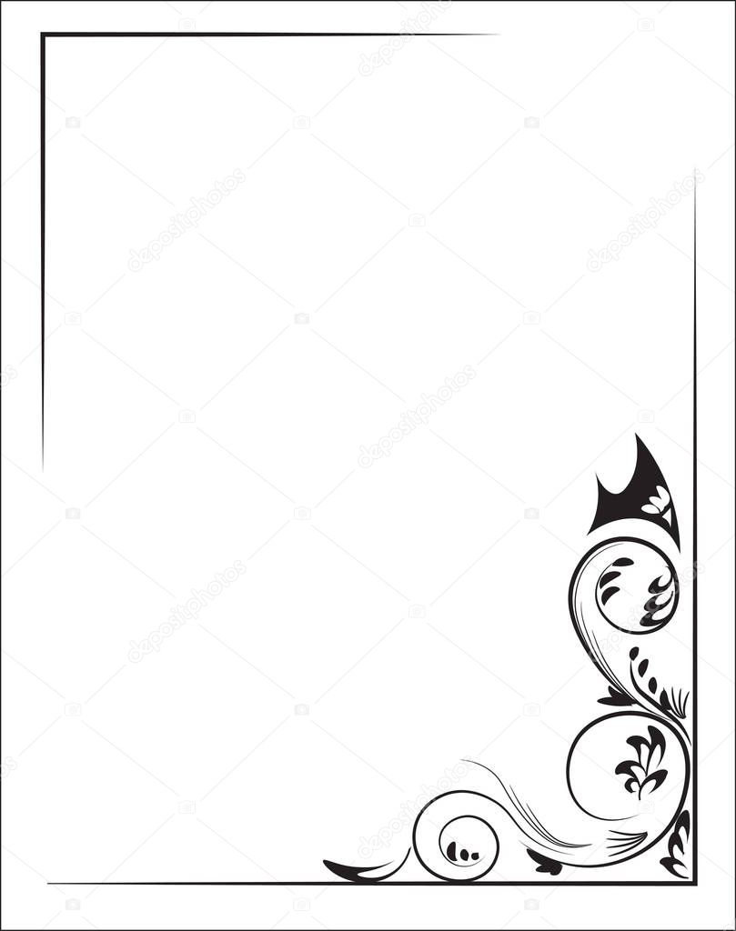 flower frame black on a white background, a pattern, an ornament