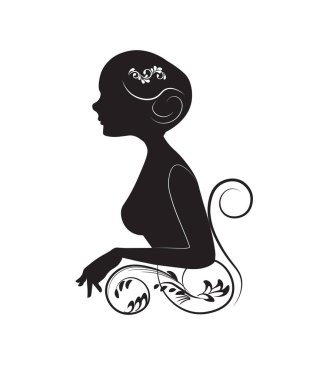 iyi kadın silueti, gelinler süs çiçek desenli