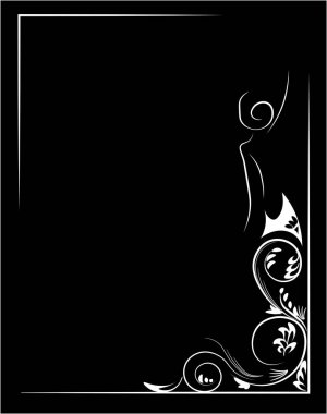 siyah bir arka plan, bir model, bir süsleme, çiçek kadın silueti beyaz çerçeve çiçek