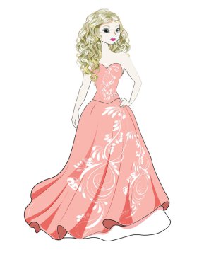 muhteşem bir pembe elbiseli güzel genç prenses