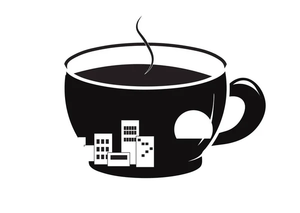 Kahve Siluet Şehir Binalar Bir Sabah Şehir — Stok Vektör