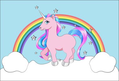 tek boynuzlu at ve gökkuşağı