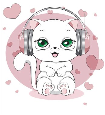 kulaklıklı beyaz kedi yavrusu