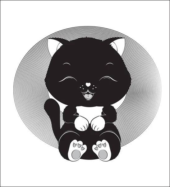 Маленький котенок чёрный и белый — стоковый вектор