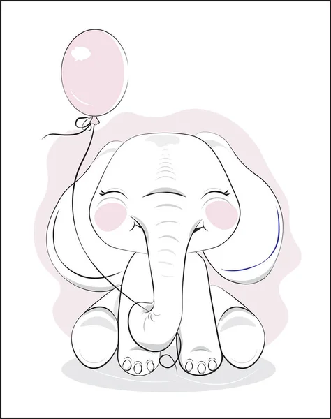 Elefante con palloncino — Vettoriale Stock