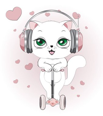 kulaklıklı beyaz kedi yavrusu 