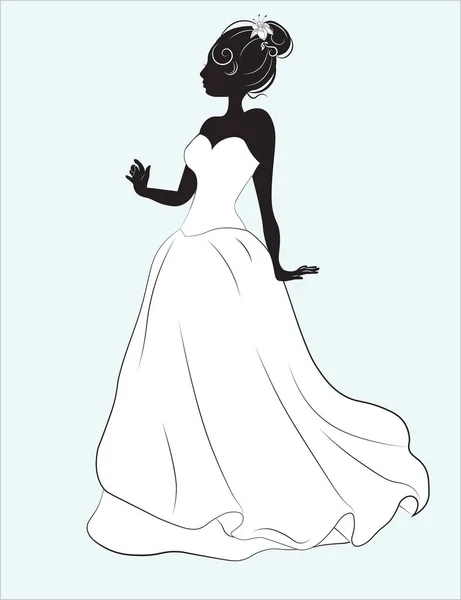 穿着白色婚纱的新娘 — 图库矢量图片