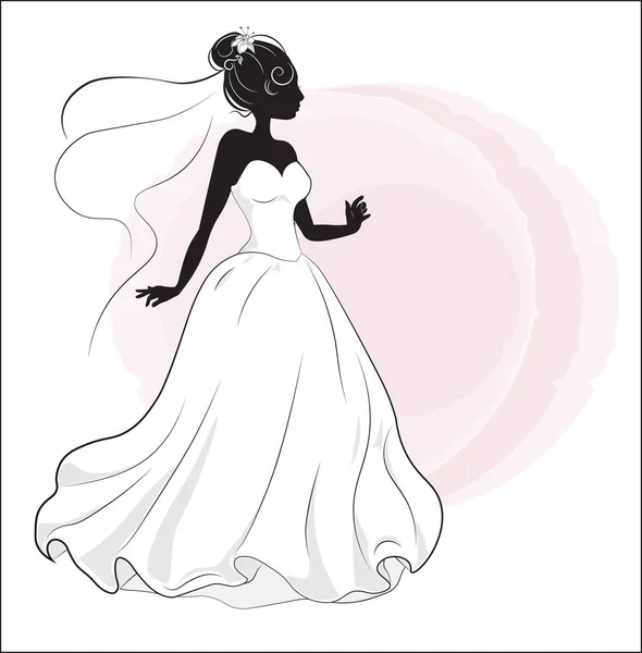 新娘淋浴的白色婚纱 — 图库矢量图片