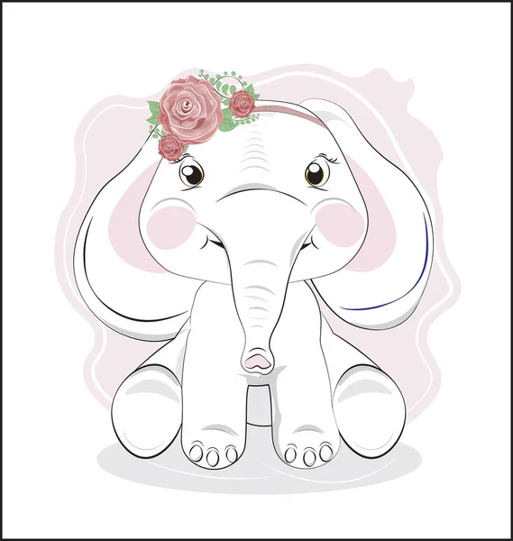 Elefante con flor — Archivo Imágenes Vectoriales