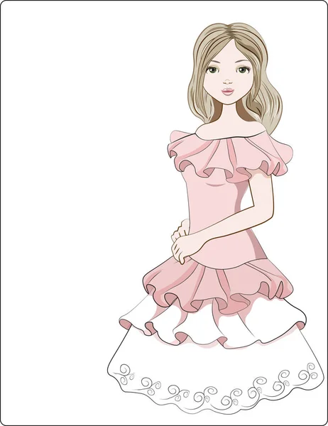 Girl in a ball dress — Stock Vector