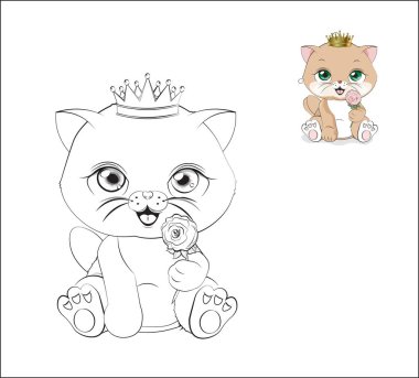 çiçek Boyama kitabı ile kedi