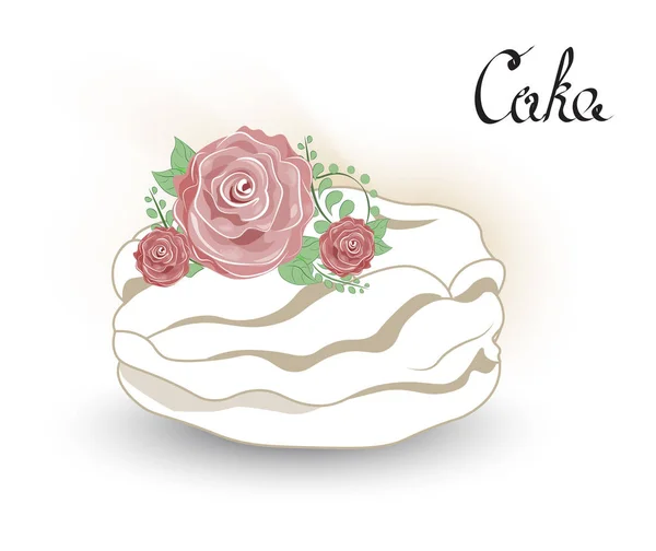 Gâteau avec fleur — Image vectorielle