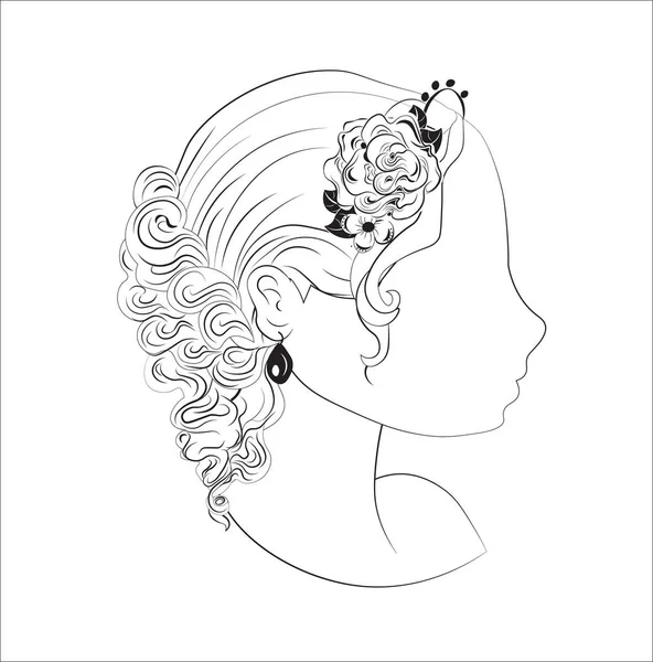 Hermoso perfil de chica — Vector de stock