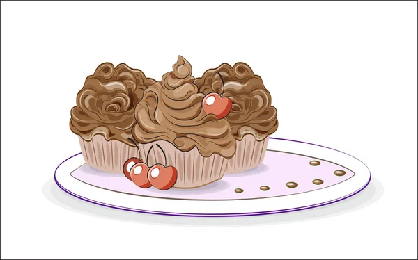 Cupcakes au chocolat — Image vectorielle