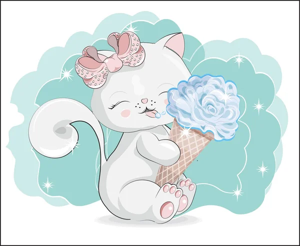 Gato con helado — Vector de stock