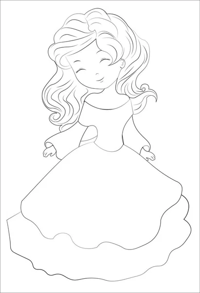 Colorir livro pequena princesa — Vetor de Stock