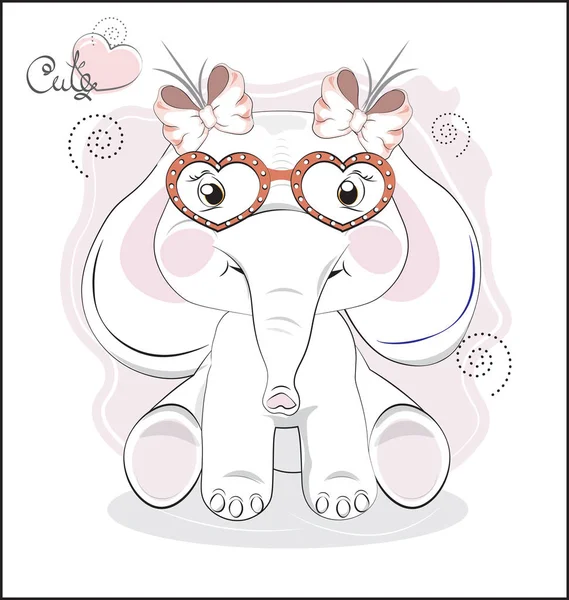 Elefante en gafas de corazón — Archivo Imágenes Vectoriales