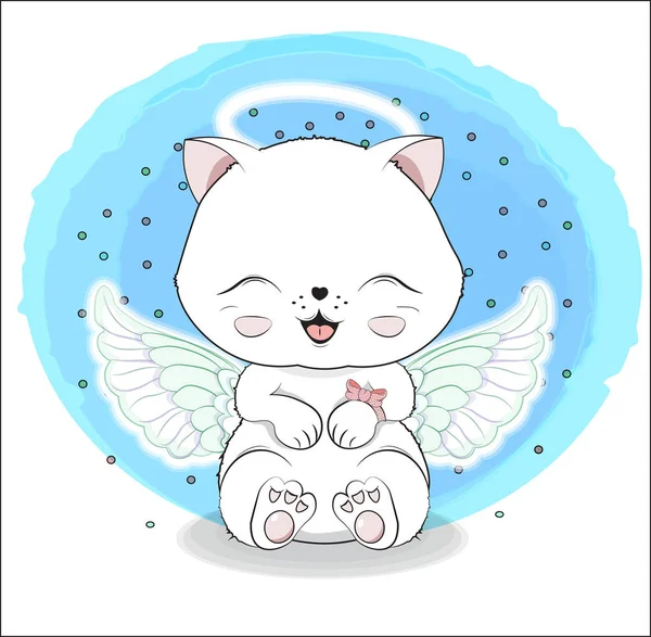 Šťastný Anděl s narozeninovou kočkou — Stockový vektor