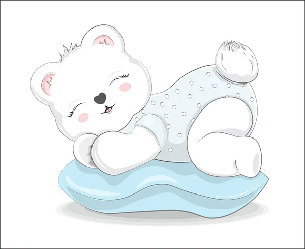 Niño dormido bebé osito de peluche — Vector de stock