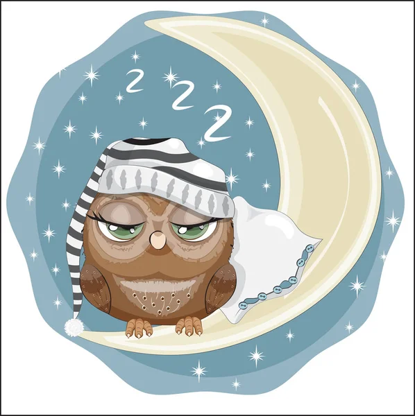 Owl on the moon — Stock Vector