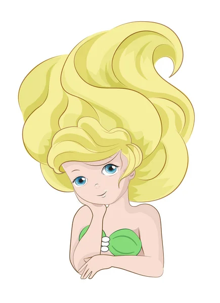 Hermosa Encantadora Princesita Sirena Imagen Mano Dibujo Estilo Dibujos Animados — Vector de stock