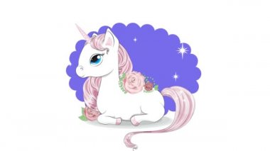 Tek boynuzlu at, yıldızlı gökyüzünün arka planında