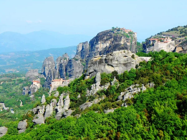 Yunanistan Daki Meteora Kayaları Manastırının Panoramik Manzarası — Stok fotoğraf