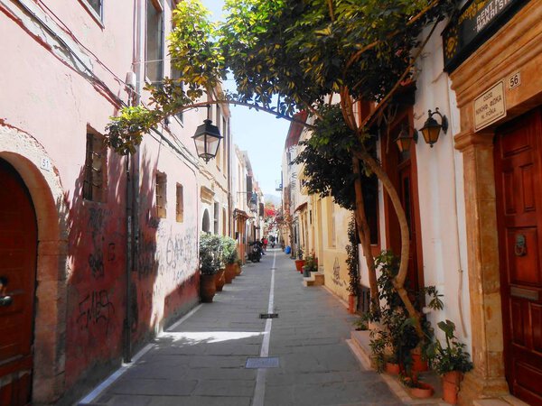 Streets of Rethymno city, Crete island, Greece