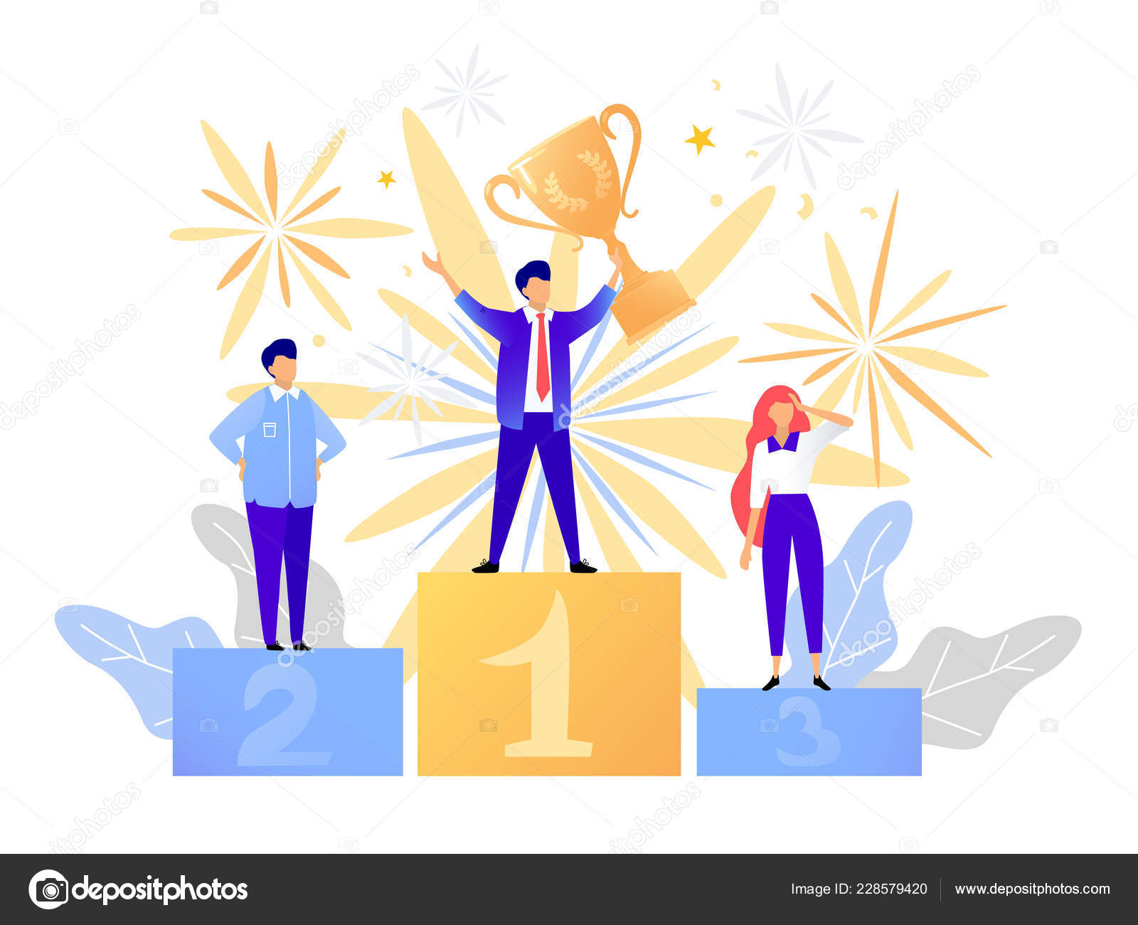 First Place Winner Award Champion Standing Podium Prize Man Victory Stock  Vector by ©vafolomeija 228579420