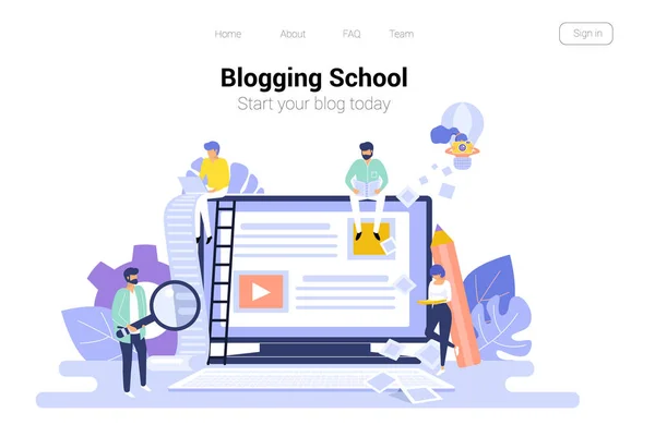 Blogging and copywriting concept. Gestão de conteúdo. Seo blog web background vector illustration — Vetor de Stock
