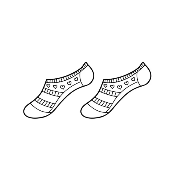 Noir gravé bas femelle chaussettes dessin. Vêtement femme courte pour l'illustration vectorielle de style dessinée à la main à l'encre de pied — Image vectorielle