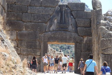 Miken, Yunanistan - 24 Temmuz 2019: Argolida'daki Miken Antik Kenti'nin arkeolojik alanı