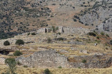 Miken, Yunanistan - 24 Temmuz 2019: Argolida'daki Miken Antik Kenti'nin arkeolojik alanı