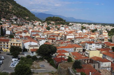 Lepanto, Yunanistan - 18 Temmuz 2019: Şato şehre bakıyor