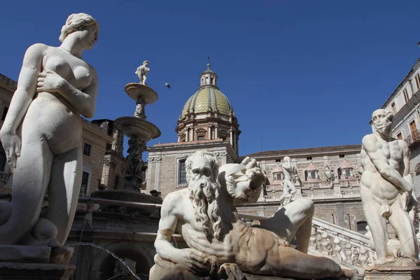 Palermo Giugno 2016 Fontana Della Pretoria Costruita Nel 1554 Francesco — Foto Stock