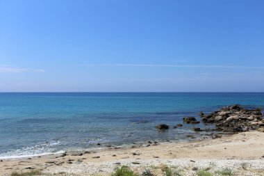 Lygia Preveza, Yunanistan - 18 Temmuz 2019: Plaj ve kristal 