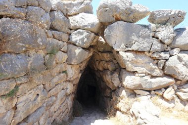 Miken, Yunanistan - 24 Temmuz 2019: Argolida'daki Miken Antik Kenti'nin arkeolojik alanı