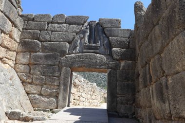 Miken, Yunanistan - 24 Temmuz 2019: Argolida'daki Miken Antik Kenti'nin arkeolojik alanı