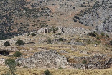 Miken, Yunanistan - 24 Temmuz 2019: Argolida'daki Miken Antik Kenti'nin arkeolojik alanı